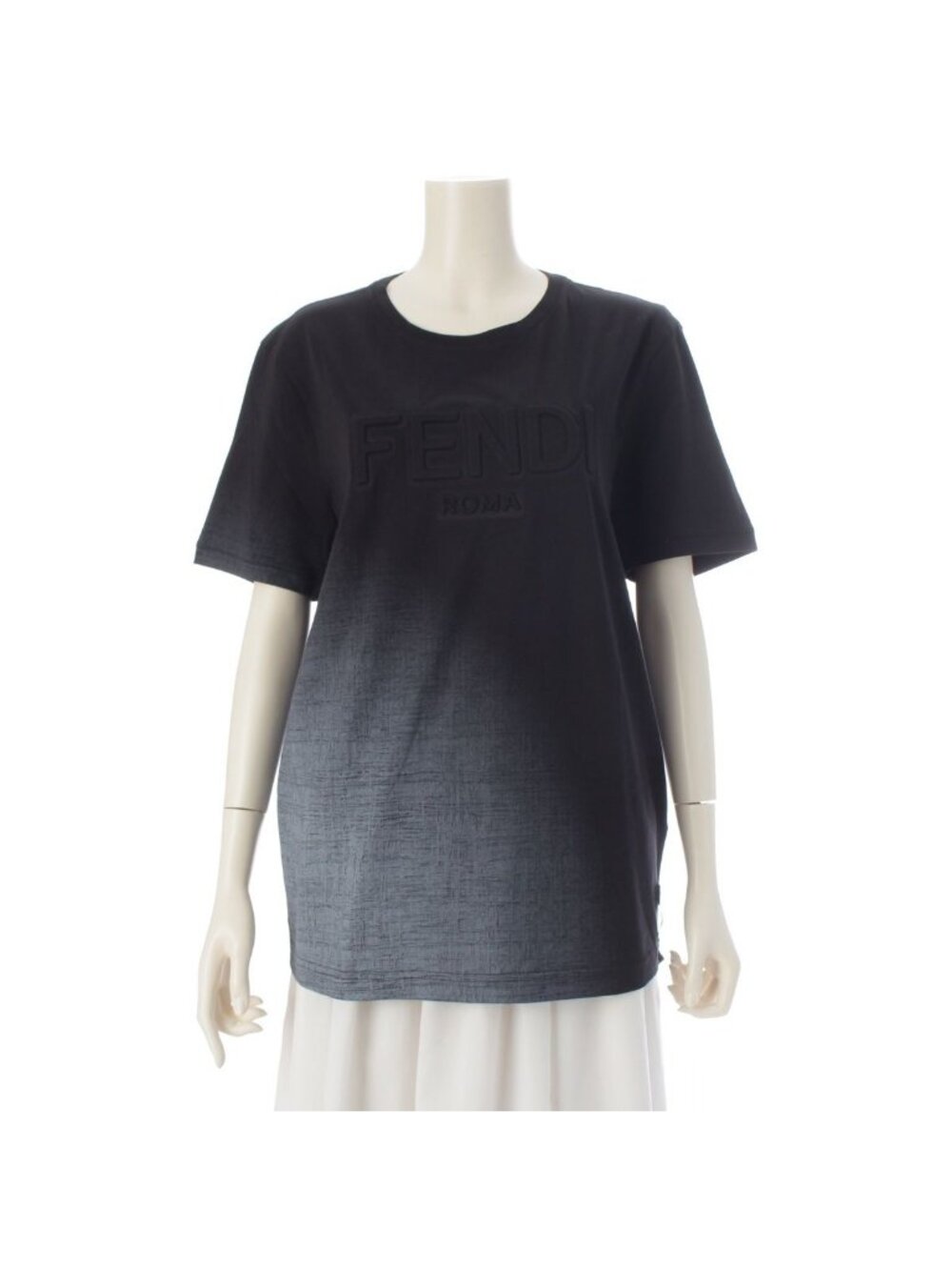 Fendi Embossed Logo Gradient Short Sleeve T-Shirt Top Afrm Black